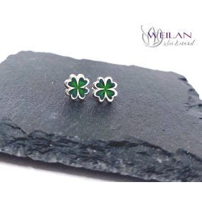 Négylevelű lóhere ezüst tűzzománc fülbevaló