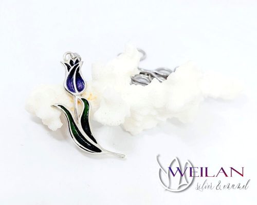 Hej'tulipán - Virágszálam ezüst tűzzománc medál OG