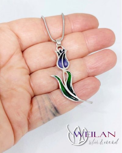 Hej'tulipán - Virágszálam ezüst tűzzománc medál