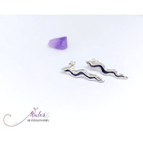 Wave ezüst tűzzománc fülbevaló 