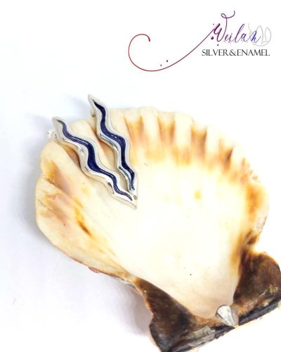 Wave ezüst tűzzománc fülbevaló