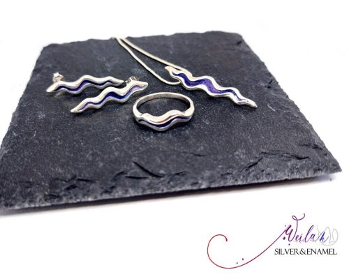 Wave ezüst tűzzománc ékszerszett