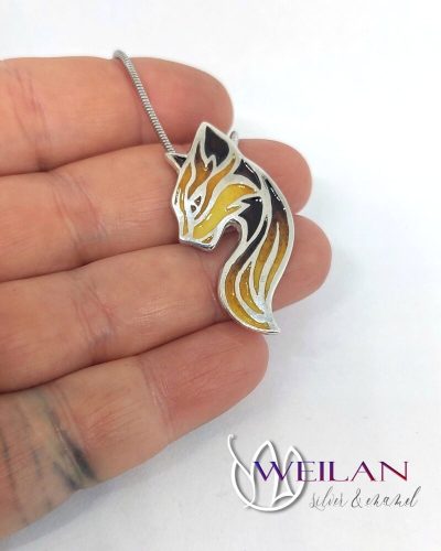 Jellicle Tűzmacska - ezüst tűzzománc medál 