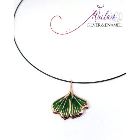 Leaf - Ginkgo Biloba -  bronz tűzzománc medál
