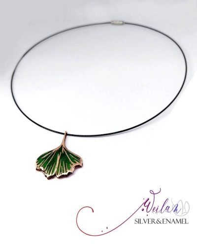 Leaf - Ginkgo Biloba -  bronz tűzzománc medál