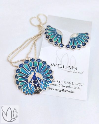 Fölszállott a páva - Büszke páva - ezüst tűzzománc szett