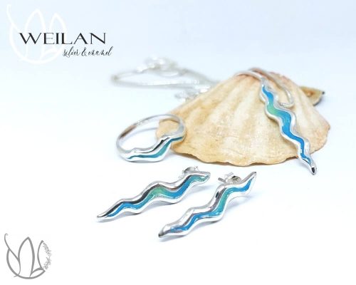 Wave ezüst tűzzománc ékszerszett