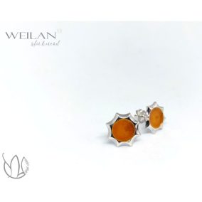 Karnevál - Nap ezüst tűzzománc fülbevaló, pöttyfülbevaló OG