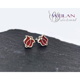 Tradició - Matyó - Tulipán ezüst tűzzománc fülbevaló, stiftes