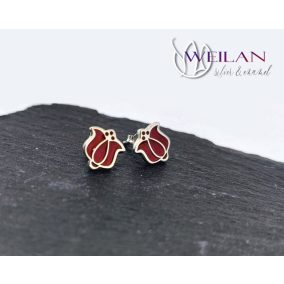 Tradició - Matyó - Tulipán ezüst tűzzománc fülbevaló, stiftes
