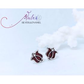 Tradició - Matyó - Tulipán ezüst tűzzománc fülbevaló, stiftes