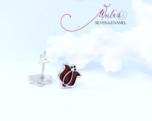 Tradició - Matyó - Tulipán ezüst tűzzománc fülbevaló, stiftes