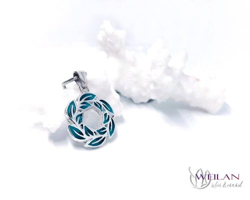 Leaf - Laurus / Babér ezüst tűzzománc medál