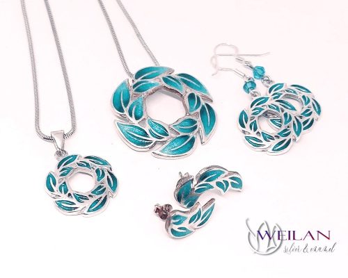 Leaf - Laurus / Babér ezüst tűzzománc szett