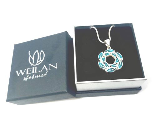 Leaf - Laurus / Babér ezüst tűzzománc szett WEILAN díszdobozban