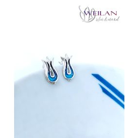 Pántlika ezüst tűzzománc stiftes fülbevaló