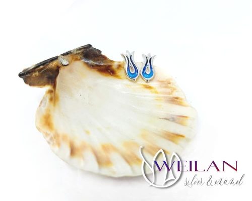 Pántlika ezüst tűzzománc stiftes fülbevaló