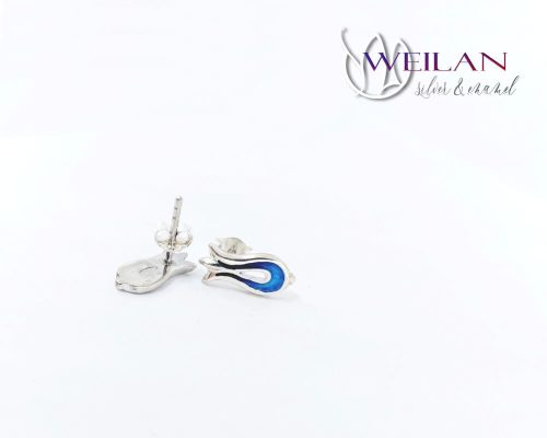 Pántlika ezüst tűzzománc stiftes fülbevaló