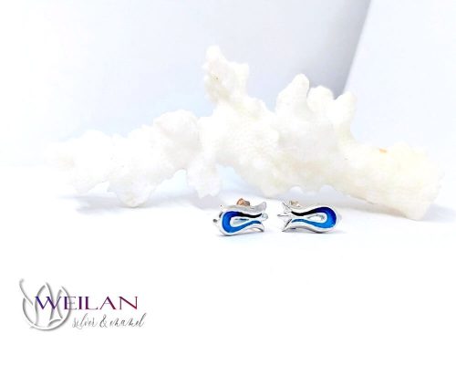 Pántlika - ezüst tűzzománc stiftes fülbevaló (türkizkék)