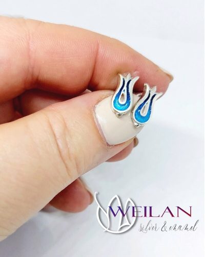 Pántlika ezüst tűzzománc stiftes fülbevaló