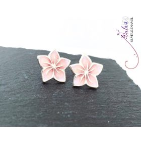 Flora - Cseresznyevirág ezüst tűzzománc stiftes fülbevaló OG