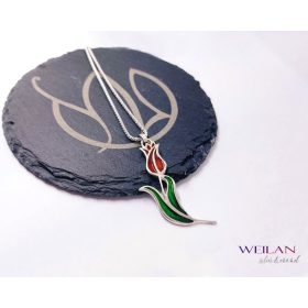 Hej'tulipán - Virágszálam ezüst tűzzománc nyakék OG