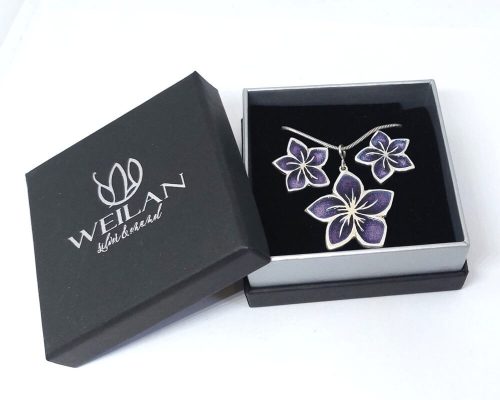 Flora - Cseresznyevirág ezüst tűzzománc medál Weilan díszdobozban
