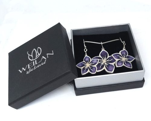 Cseresznyevirág - ezüst tűzzománc medál (lila)