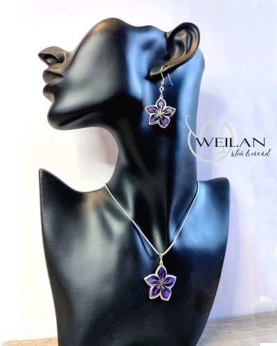 FFlora - Cseresznyevirág ezüst tűzzománc szett viselése