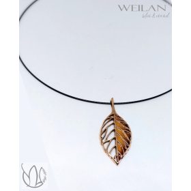 Leaf - Fagus / Bükk bronz tűzzománc medál, kézműves ékszer