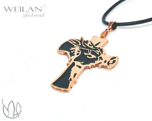 Krisztus arca, bronz tűzzománc kereszt medál, tűzzománc feszület 2