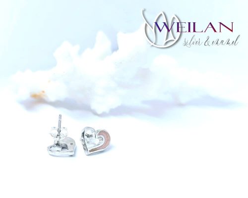 my Valentine - Szívdobbanás ezüst tűzzománc fülbevaló