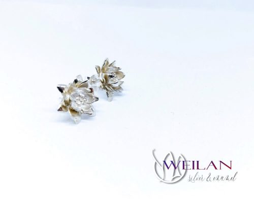 Nymphaea / Tündérrózsa ezüst fülbevaló