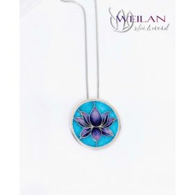 ezüst rekeszzománc medál, lótusz mintával