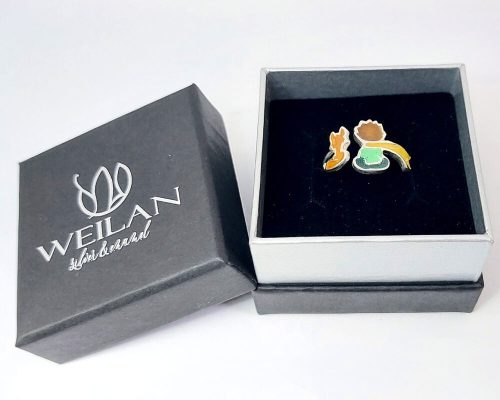 A kis herceg, állítható ezüst tűzzománc gyűrű Weilan díszdobozban