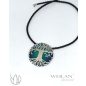 Yggdrasil - világfa, életfa ezüst tűzzománc medál (nagy), türkizzöld - nagyobb méret