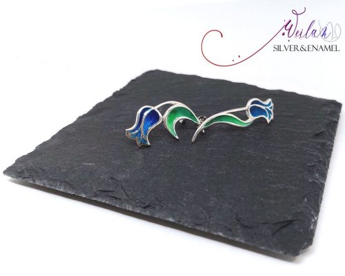 Hej'tulipán - Virágszálam aszimmetrikus ezüst tűzzománc fülbevaló