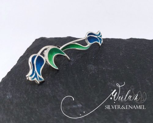 Hej'tulipán - Virágszálam aszimmetrikus ezüst tűzzománc fülbevaló