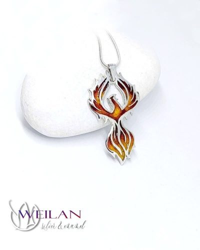 Főnix - ezüst tűzzománc medál (Tűzfőnix)