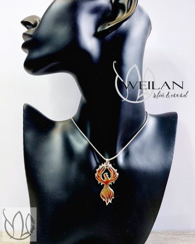 Magia - Főnix ezüst tűzzománc medál viselése