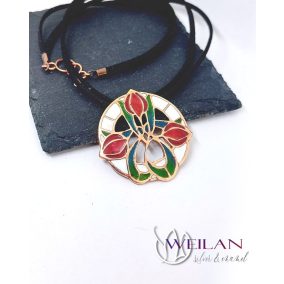 Hej' tulipán - Körtánc bronz tűzzománc medál 2