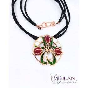Hej' tulipán - Körtánc bronz tűzzománc medál OG