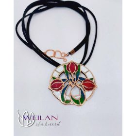 Hej' tulipán - Körtánc bronz tűzzománc medál OG