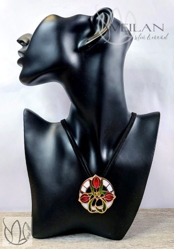 Hej' tulipán - Körtánc bronz tűzzománc medál  viselése