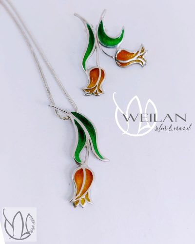 Hej'tulipán - Virágszálam ezüst tűzzománc szett