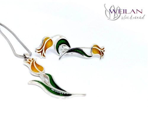 Hej'tulipán - Virágszálam ezüst tűzzománc szett