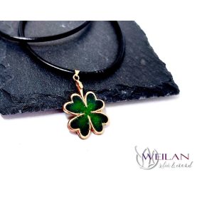 Négylevelű lóhere bronz tűzzománc medál