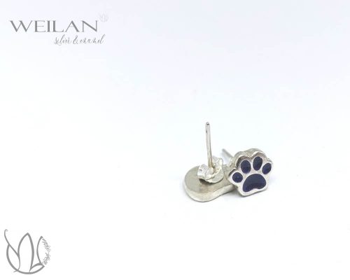 Karnevál - Aszimmetrikus cicafej és cicatalp ezüst tűzzománc fülbevaló