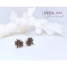 Tradició - Kalocsai - Tulipán ezüst tűzzománc fülbevaló, stiftes