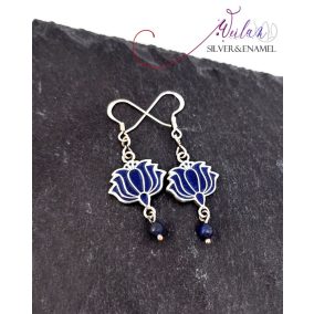 Tradició - Kalocsai - Tulipán ezüst tűzzománc fülbevaló